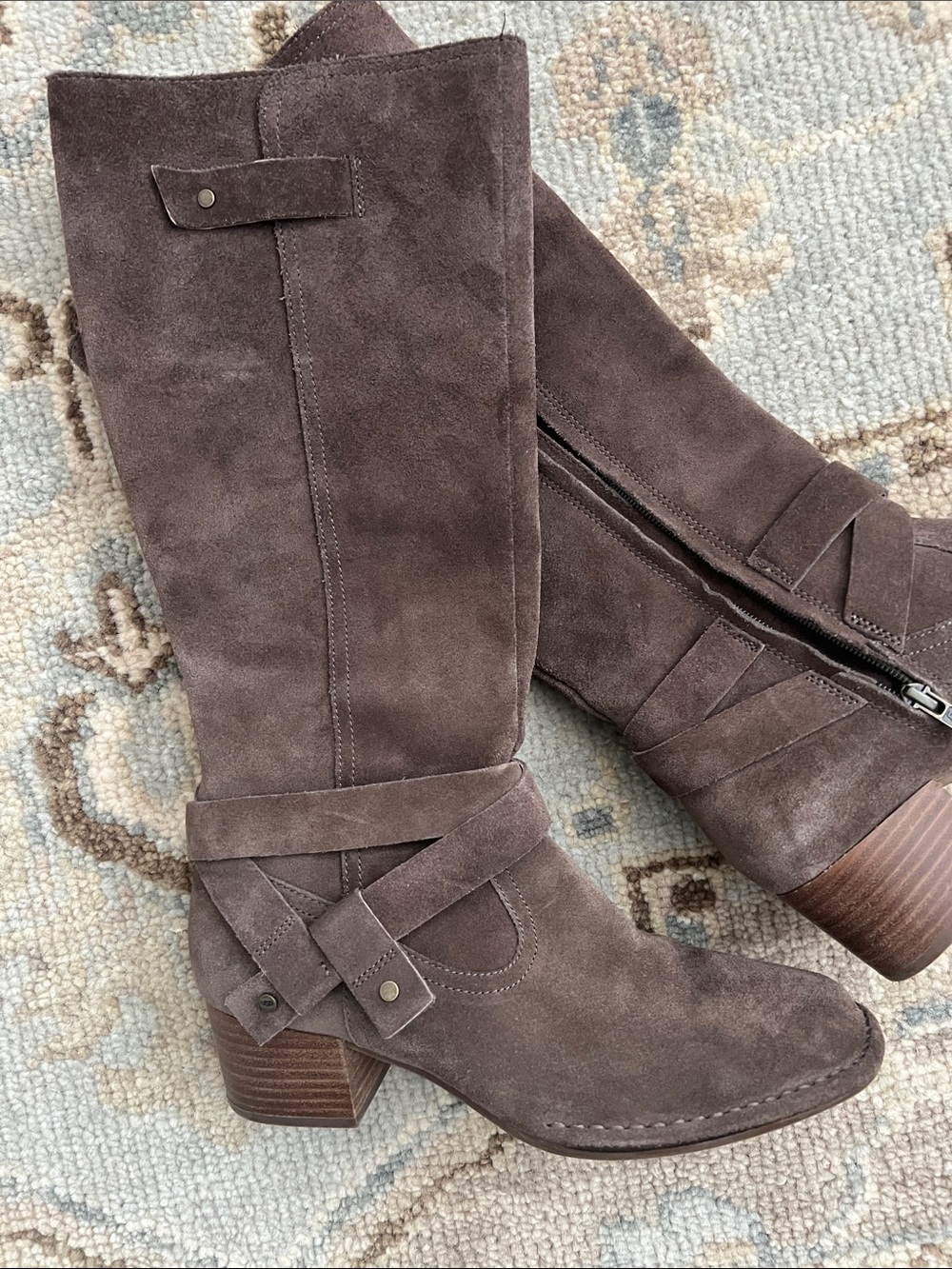 UGG Chocolate Brown Suede Mid-Calf Heeled Boots
